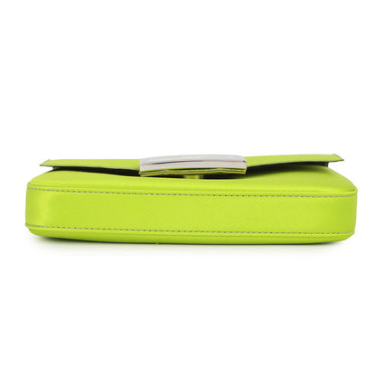 FENDI Baguette Phone Pouch Light Green/Brown7AS142 Satin