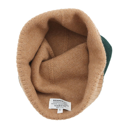 HERMES Knit cap "Hugo" Size L Vert Cashmere100%