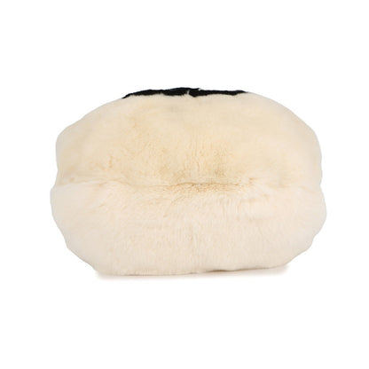 CHANEL Fur Arm Warmer Chain Shoulder Bag White/BlackA17714 Lapin 100%
