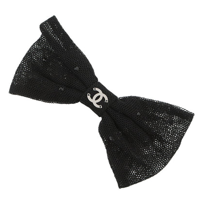 CHANEL Barrette CC Logo BlackAAA265 Cotton Metal