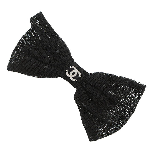 CHANEL Barrette CC Logo BlackAAA265 Cotton Metal