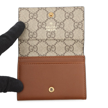 GUCCI GG Emblem GG Fabric Card Case Brown818956 Leather/GG Supreme