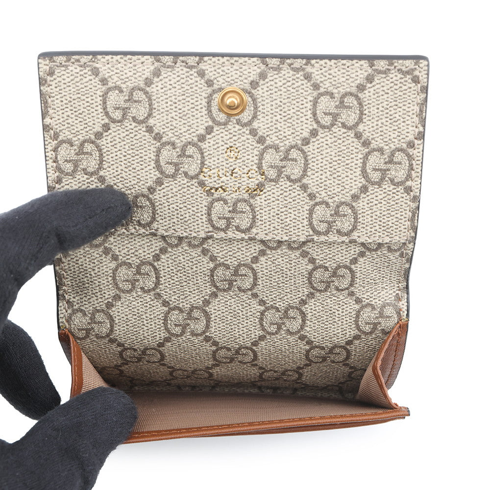 GUCCI GG Emblem GG Fabric Card Case Brown818956 Leather/GG Supreme