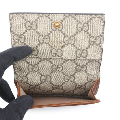GUCCI GG Emblem GG Fabric Card Case Brown818956 Leather/GG Supreme