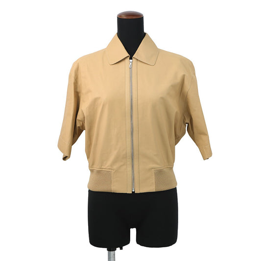 HERMES Leather Jacket Size 36 Beige Leather Cotton