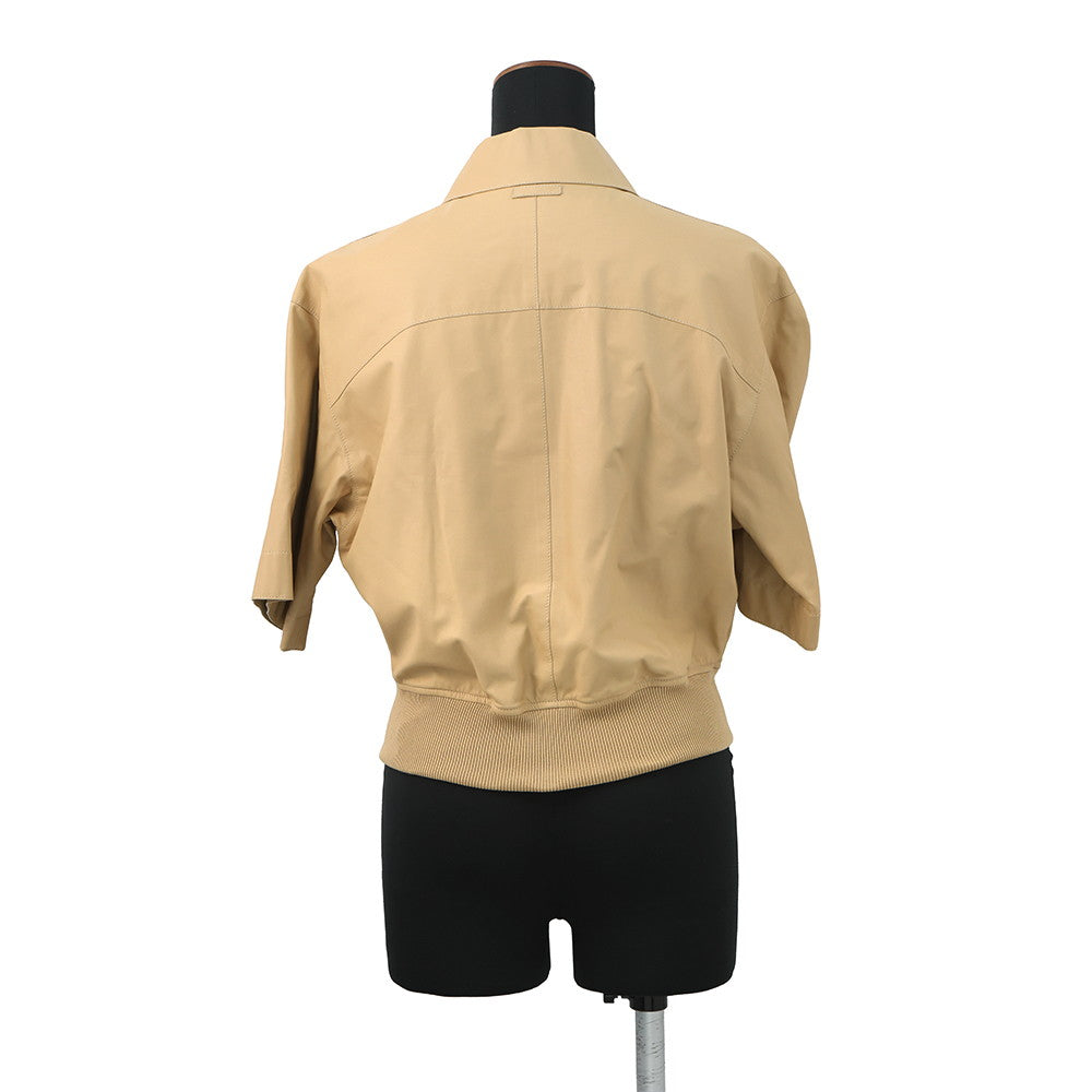 HERMES Leather Jacket Size 36 Beige Leather Cotton