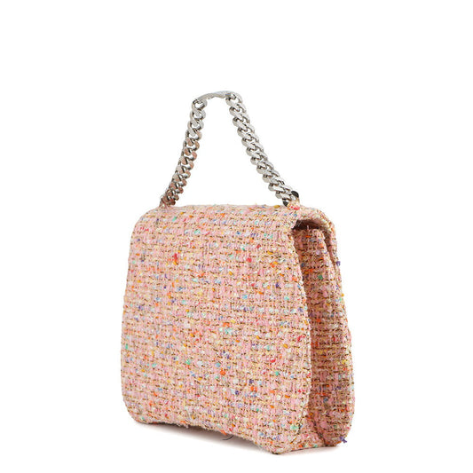 CHANEL CC Logo Chain Handbag Pink Tweed