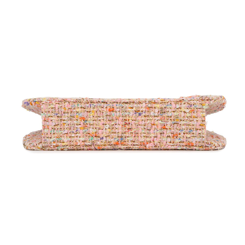 CHANEL CC Logo Chain Handbag Pink Tweed