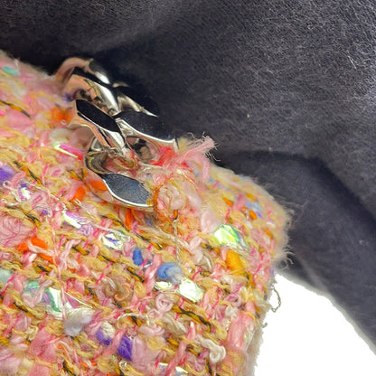 CHANEL CC Logo Chain Handbag Pink Tweed