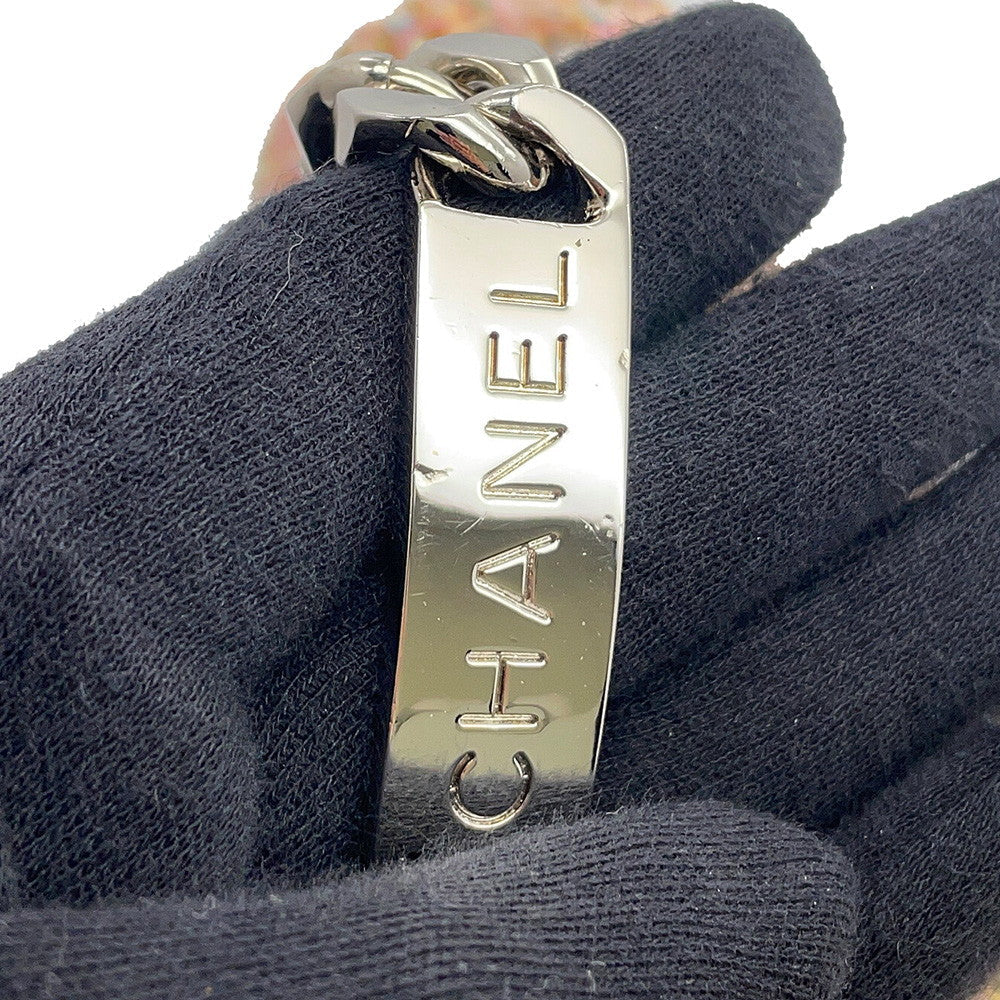 CHANEL CC Logo Chain Handbag Pink Tweed