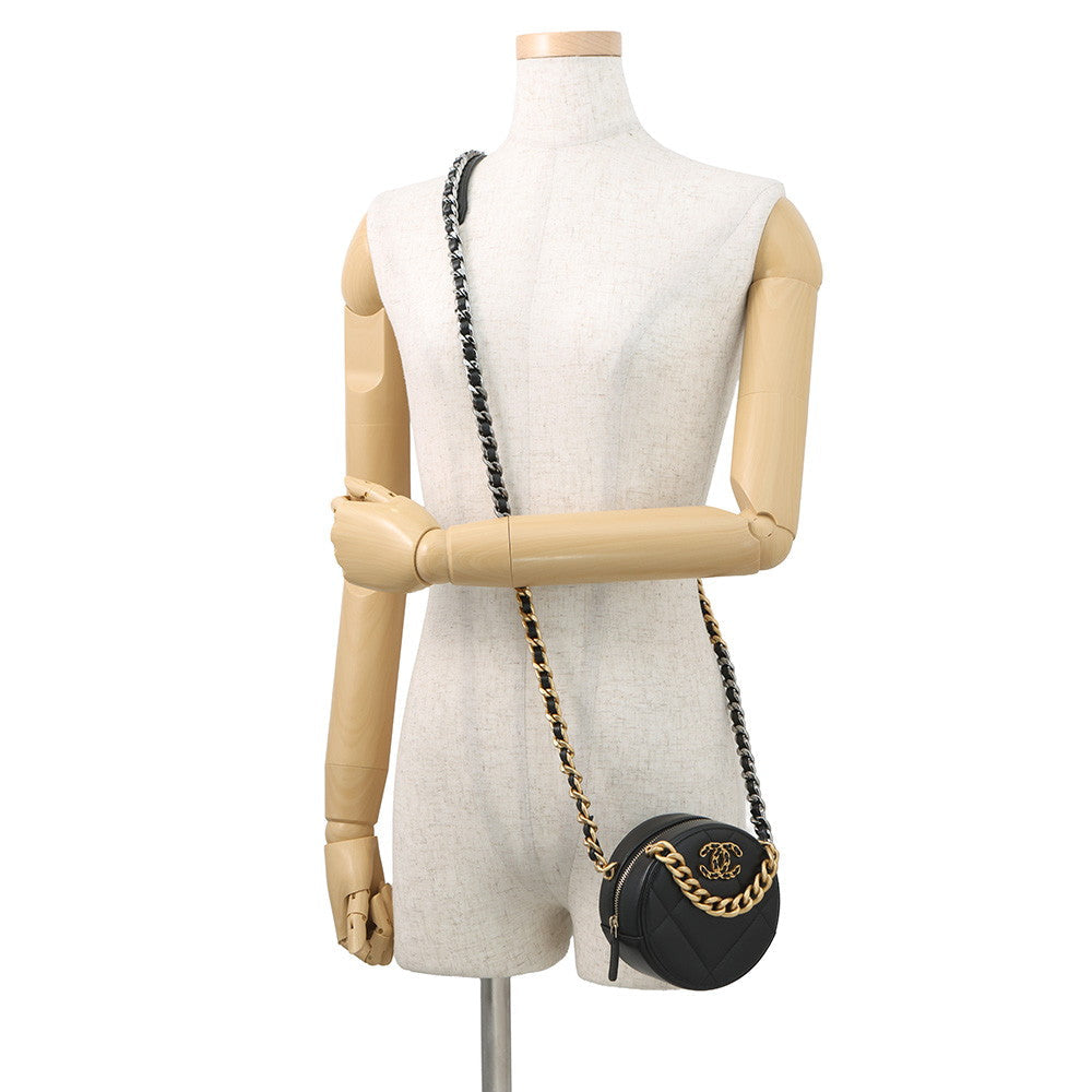 CHANEL Round ChainShoulder Bag BlackAP0945 Lambskin