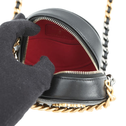 CHANEL Round ChainShoulder Bag BlackAP0945 Lambskin