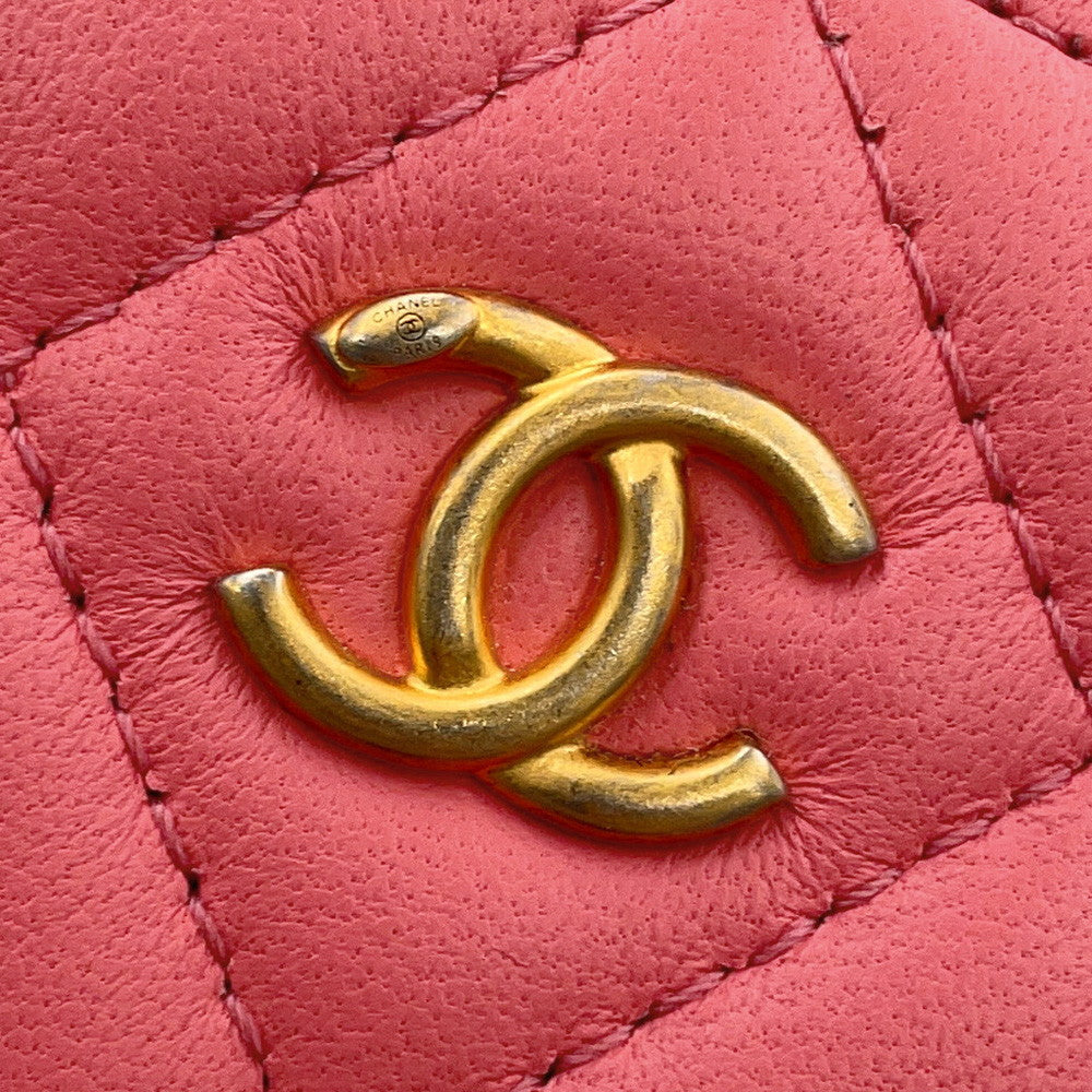 CHANEL Round Cocoball ChainShoulder Bag Pink Lambskin