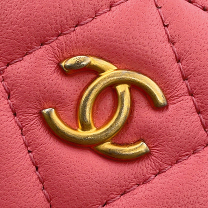 CHANEL Round Cocoball ChainShoulder Bag Pink Lambskin
