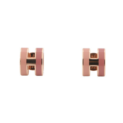 HERMES Pop Ash Rocabar Earrings Beauty Size Mini Pink Lacquer Gold Plated