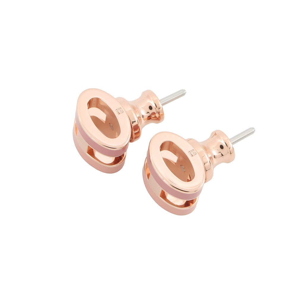 HERMES Pop Ash Rocabar Earrings Beauty Size Mini Pink Lacquer Gold Plated