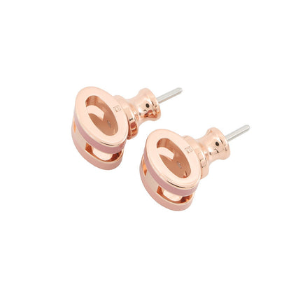 HERMES Pop Ash Rocabar Earrings Beauty Size Mini Pink Lacquer Gold Plated