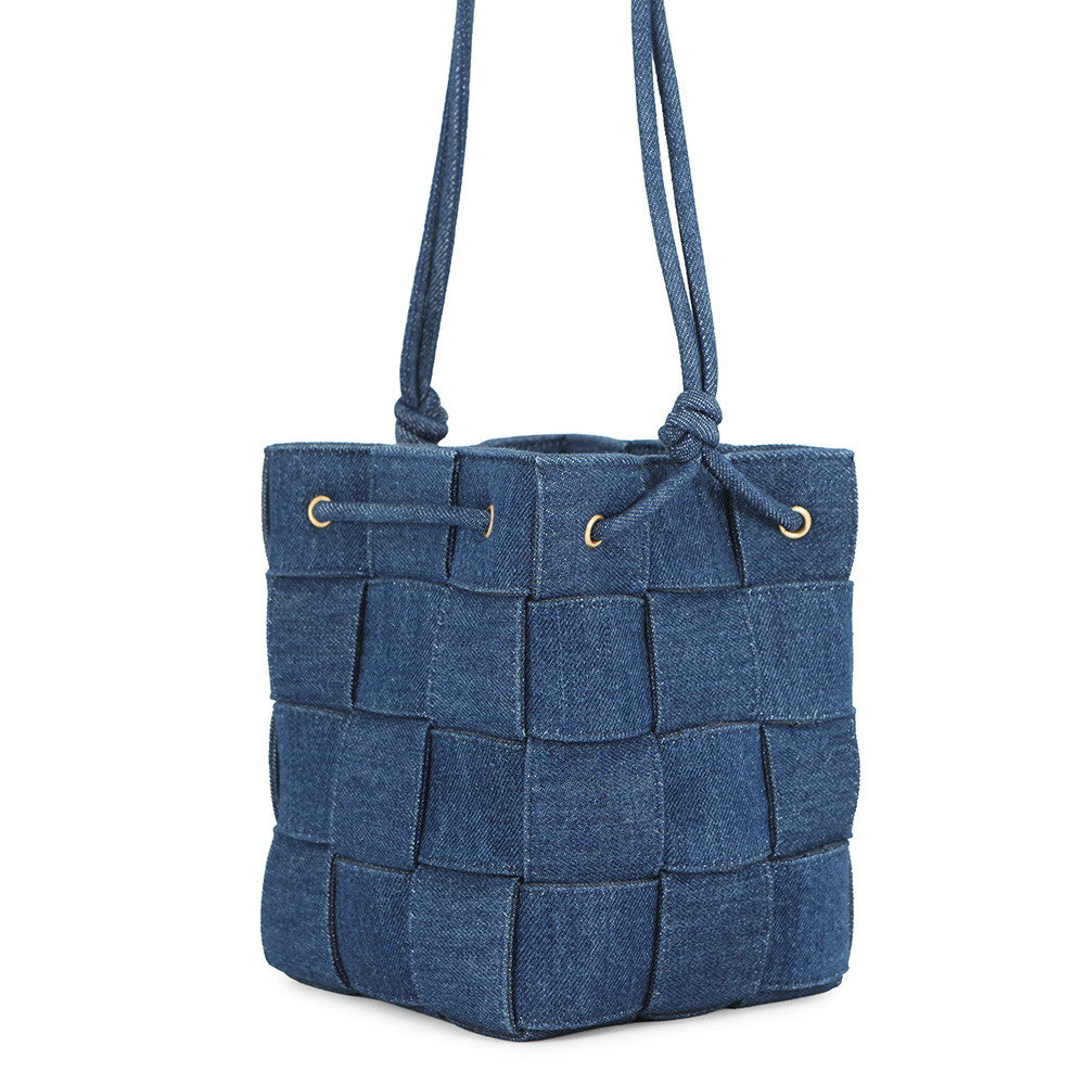 Bottega Veneta Denim Cassette Bucket Shoulder Bag Indigo743789 Denim Size Small