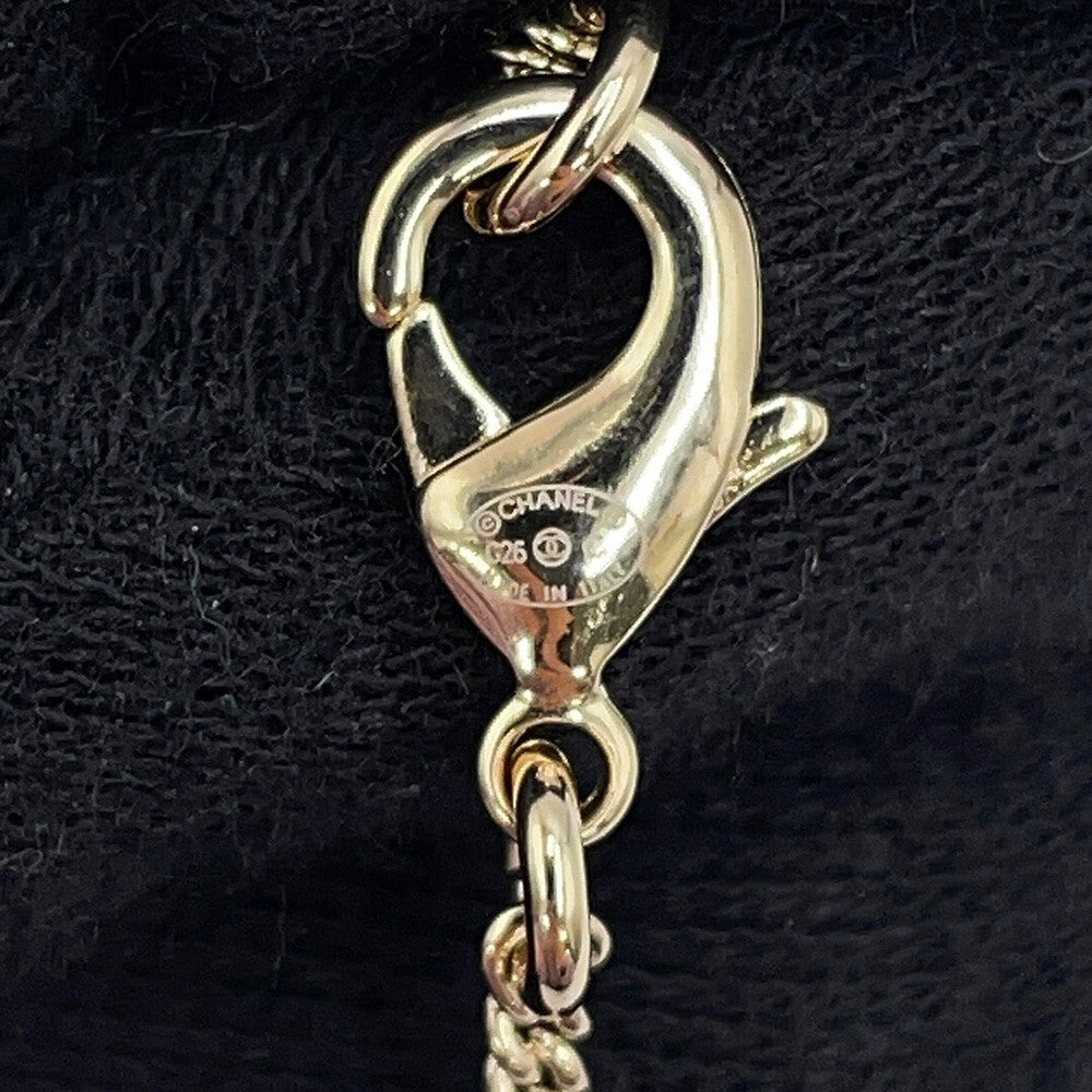 CHANEL Bambi motif long necklace Gold Metal Faux Pearl Rhinestone