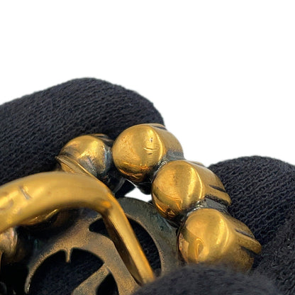 GUCCI Logo Ring Size XS Gold Metal Rhinestone