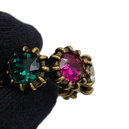 GUCCI cat head ring Size 13 Gold Metal Rhinestone