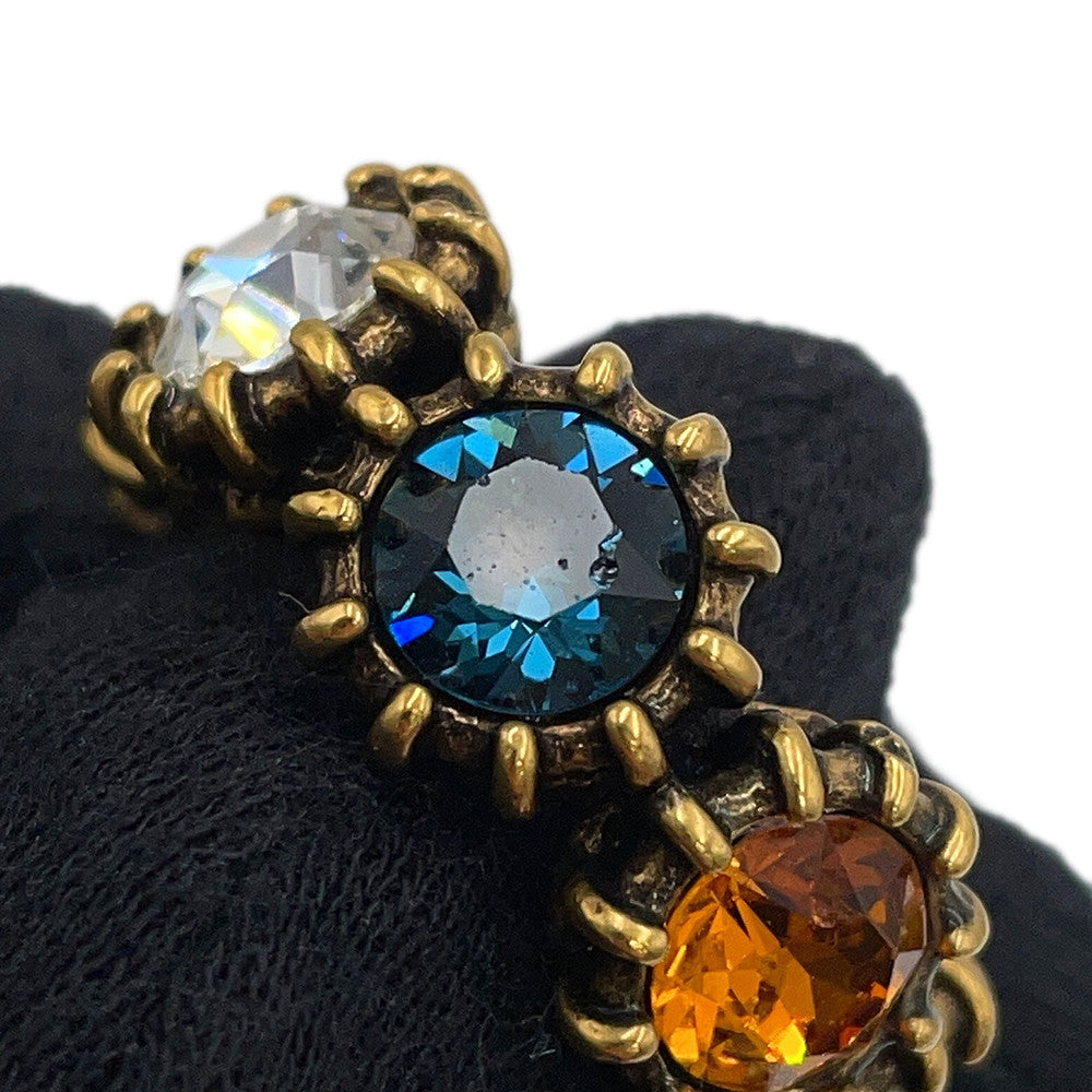 GUCCI cat head ring Size 13 Gold Metal Rhinestone