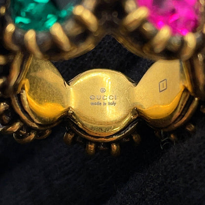 GUCCI cat head ring Size 13 Gold Metal Rhinestone