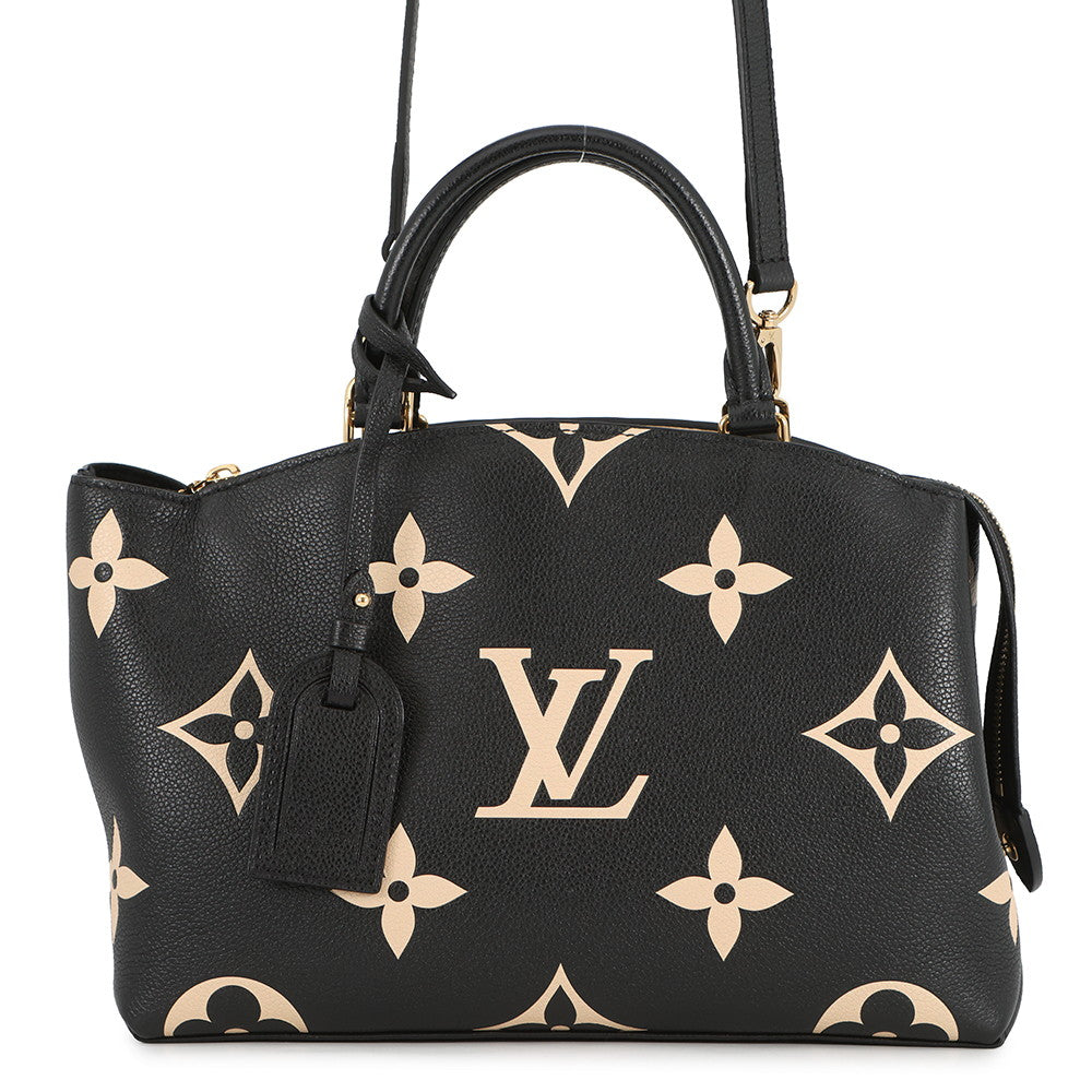 LOUIS VUITTON Petit Palais Noir/BeigeM58913 Bicolor Monogram Empreinte Leather Size PM