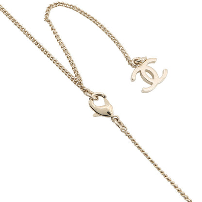 CHANEL CC Logo Bambi Motif Long Necklace Gold Plated Rhinestone Faux Pearl
