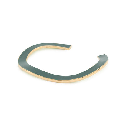 Bottega Veneta Curved Cuff Bracelet Size L Green/Lime741013 Ag925 Enamel