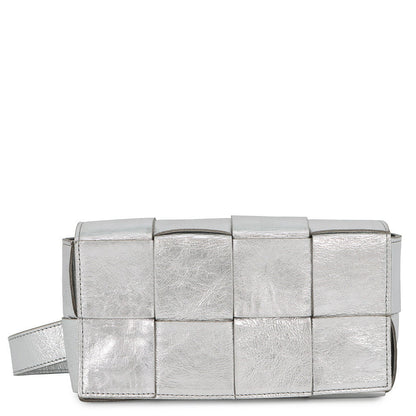 Bottega Veneta Maxi INTRECCIATO Cassette Shoulder Bag Silver680145 Lambskin