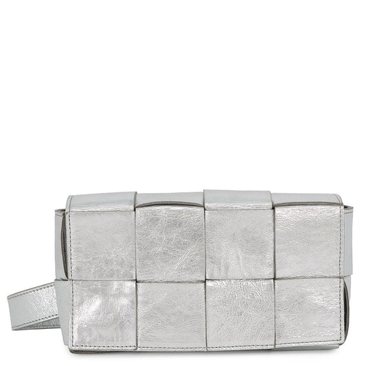 Bottega Veneta Maxi INTRECCIATO Cassette Shoulder Bag Silver680145 Lambskin