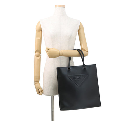PRADA Triangle Logo Tote Bag Black1BA332 Leather