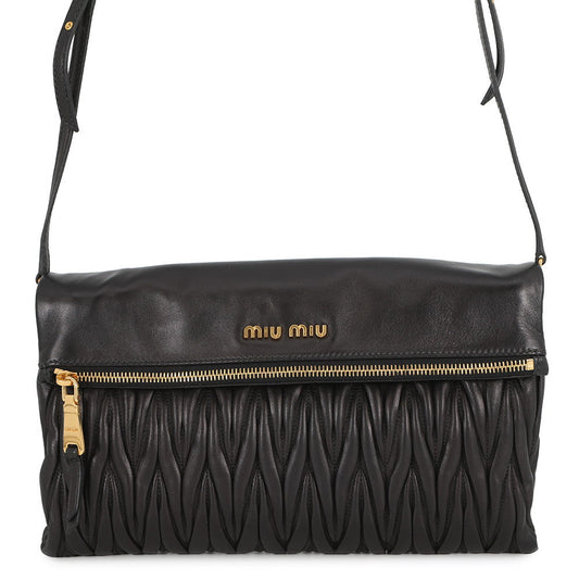 MIUMIU Matelasse 2WAY Clutch Bag BlackRP0385 Leather