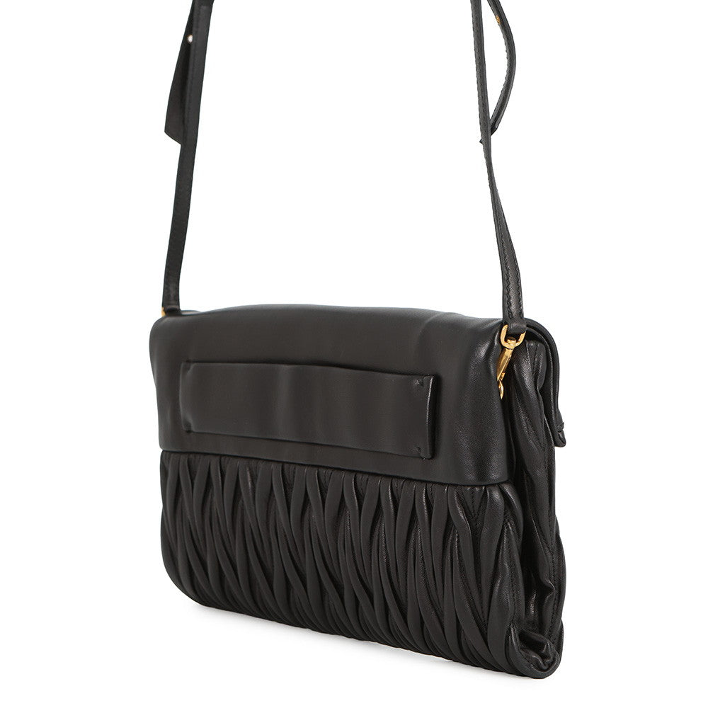 MIUMIU Matelasse 2WAY Clutch Bag BlackRP0385 Leather