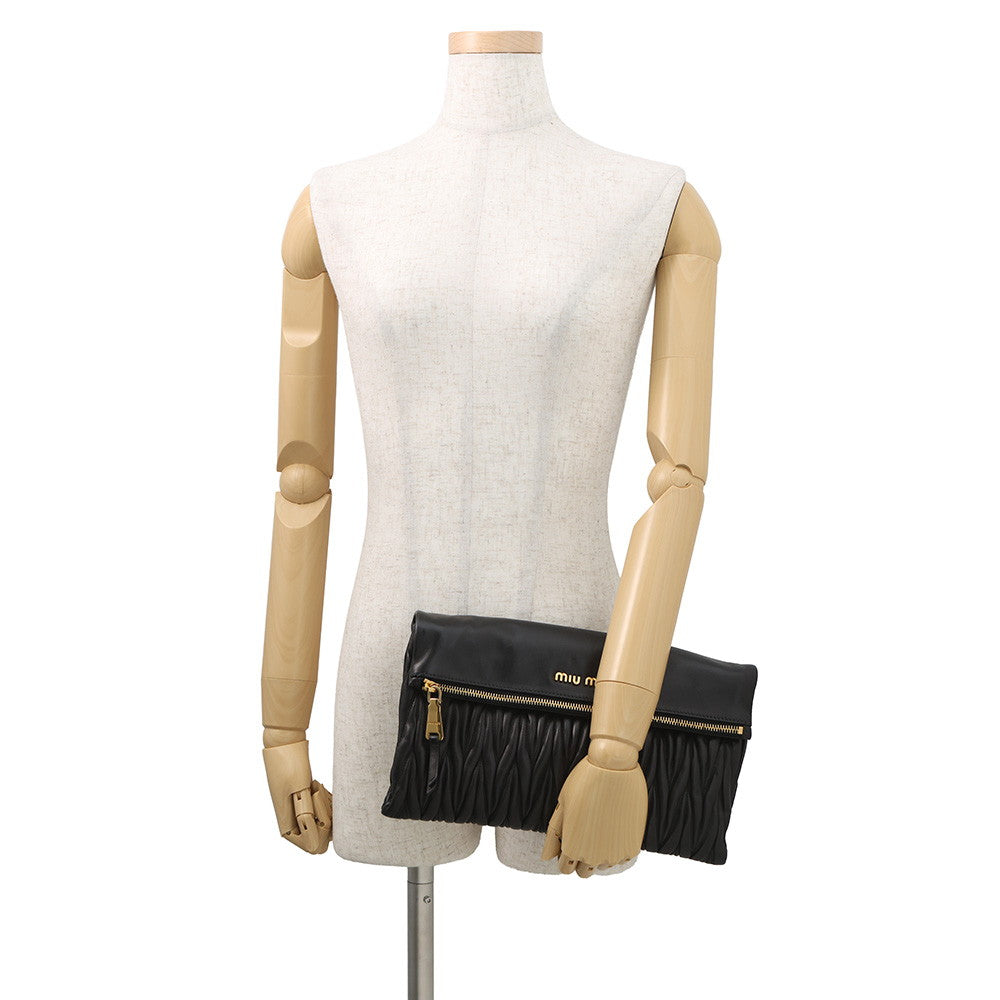 MIUMIU Matelasse 2WAY Clutch Bag BlackRP0385 Leather