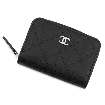 CHANEL Matelasse Classic Zip Coin Purse BlackAP0216 Caviar Leather