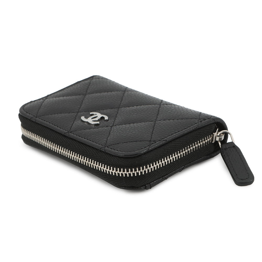 CHANEL Matelasse Classic Zip Coin Purse BlackAP0216 Caviar Leather