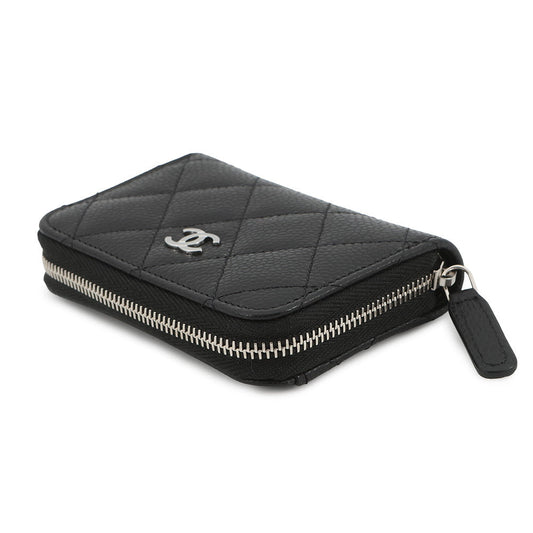 CHANEL Matelasse Classic Zip Coin Purse BlackAP0216 Caviar Leather