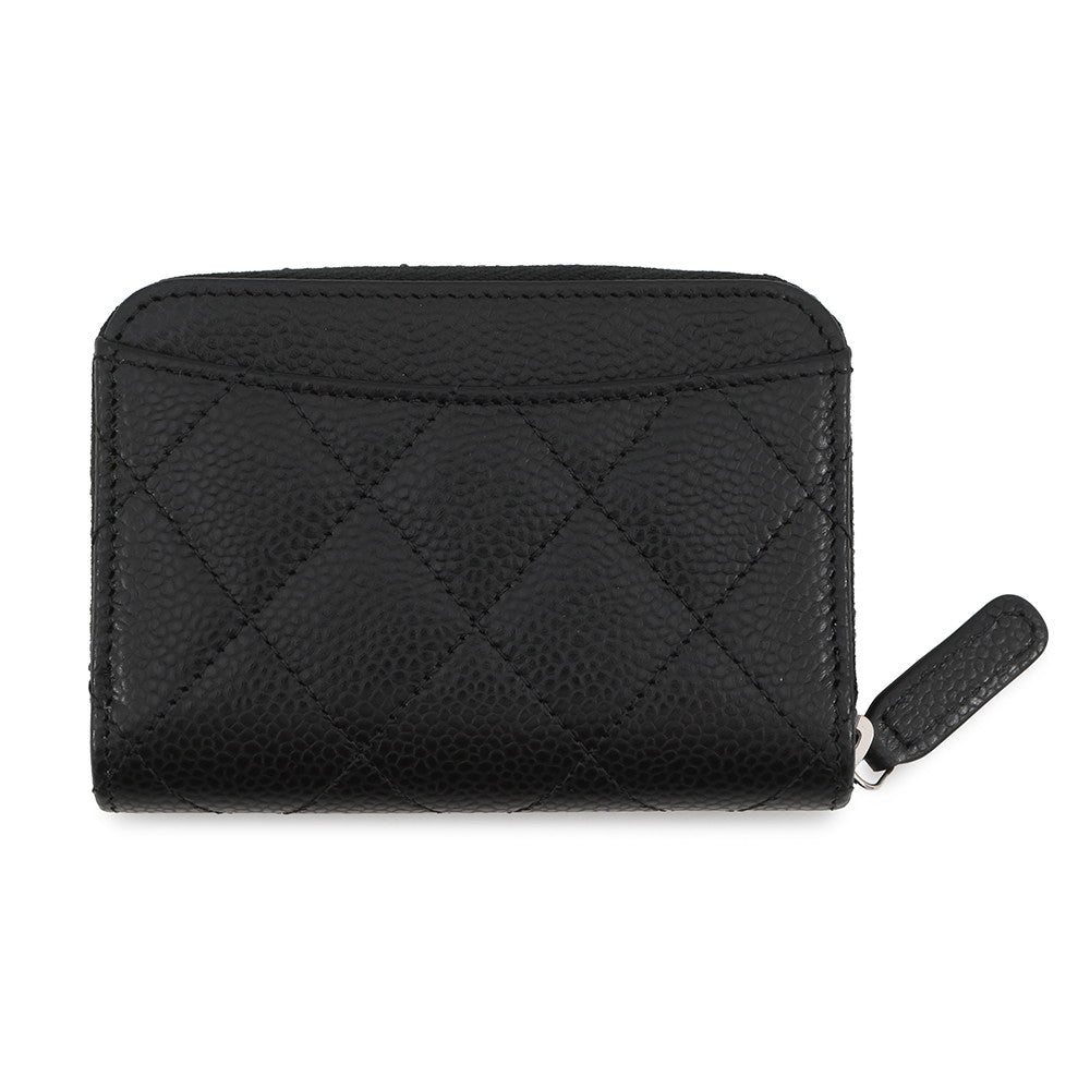 CHANEL Matelasse Classic Zip Coin Purse BlackAP0216 Caviar Leather