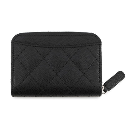 CHANEL Matelasse Classic Zip Coin Purse BlackAP0216 Caviar Leather