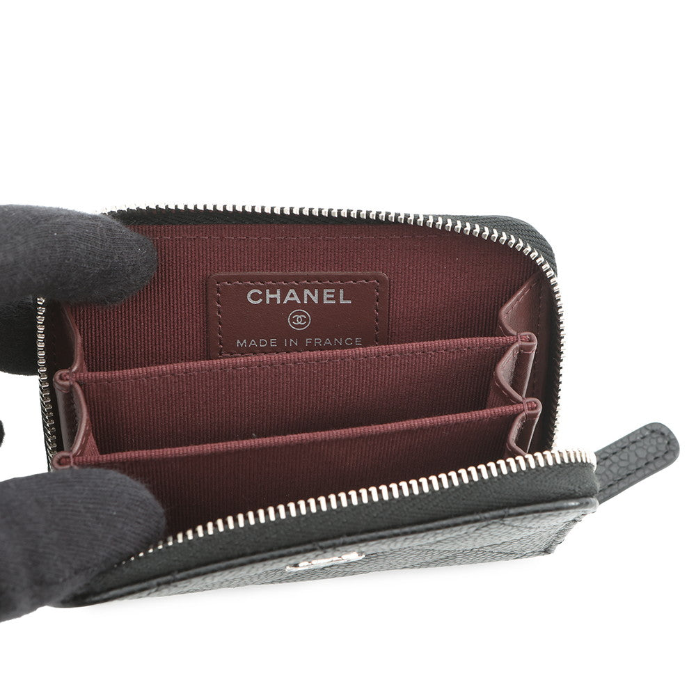 CHANEL Matelasse Classic Zip Coin Purse BlackAP0216 Caviar Leather
