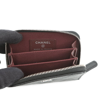 CHANEL Matelasse Classic Zip Coin Purse BlackAP0216 Caviar Leather