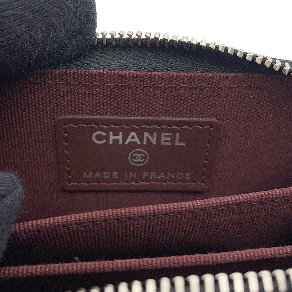 CHANEL Matelasse Classic Zip Coin Purse BlackAP0216 Caviar Leather