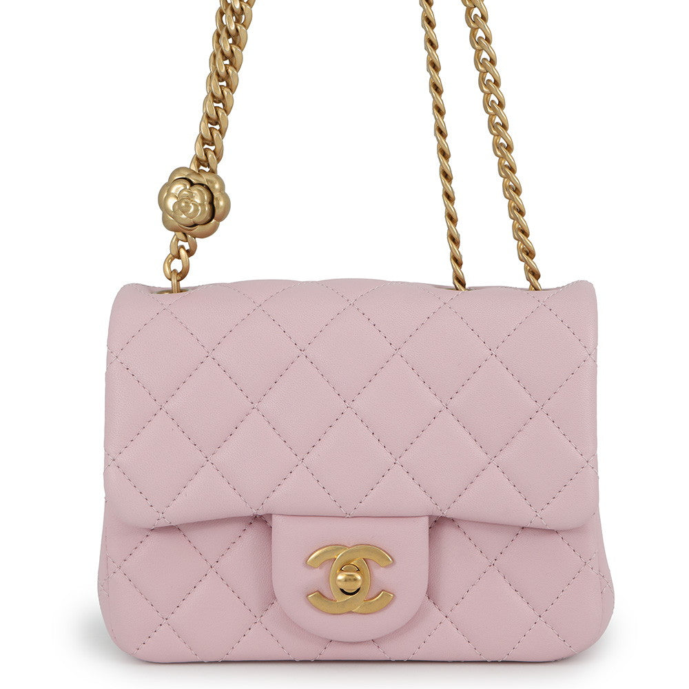 CHANEL Matelasse Camellia ChainShoulder Bag PinkAS4040 Lambskin Size Mini