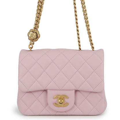 CHANEL Matelasse Camellia ChainShoulder Bag PinkAS4040 Lambskin Size Mini