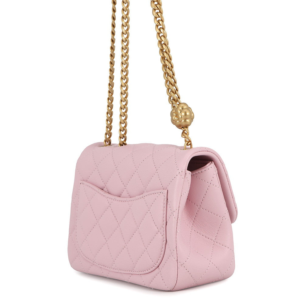 CHANEL Matelasse Camellia ChainShoulder Bag PinkAS4040 Lambskin Size Mini