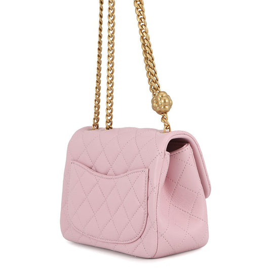 CHANEL Matelasse Camellia ChainShoulder Bag PinkAS4040 Lambskin Size Mini