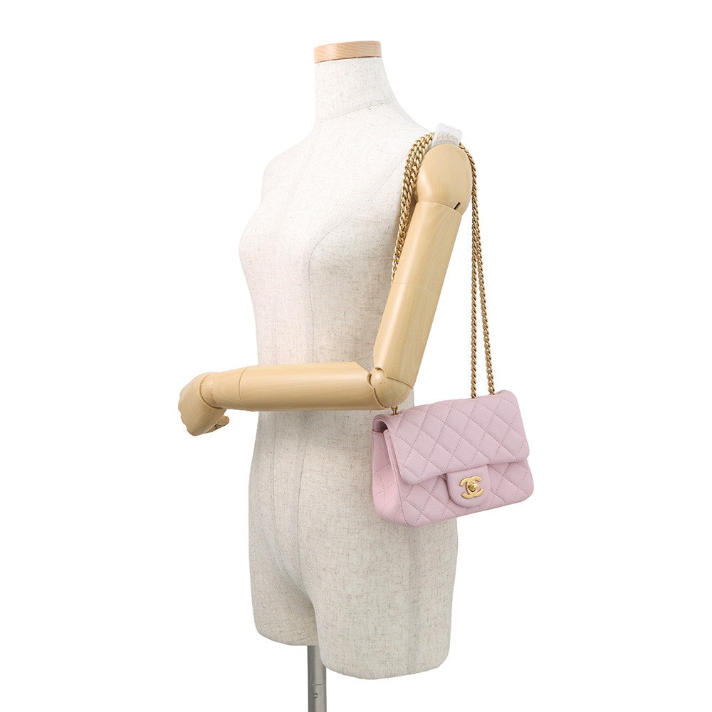 CHANEL Matelasse Camellia ChainShoulder Bag PinkAS4040 Lambskin Size Mini
