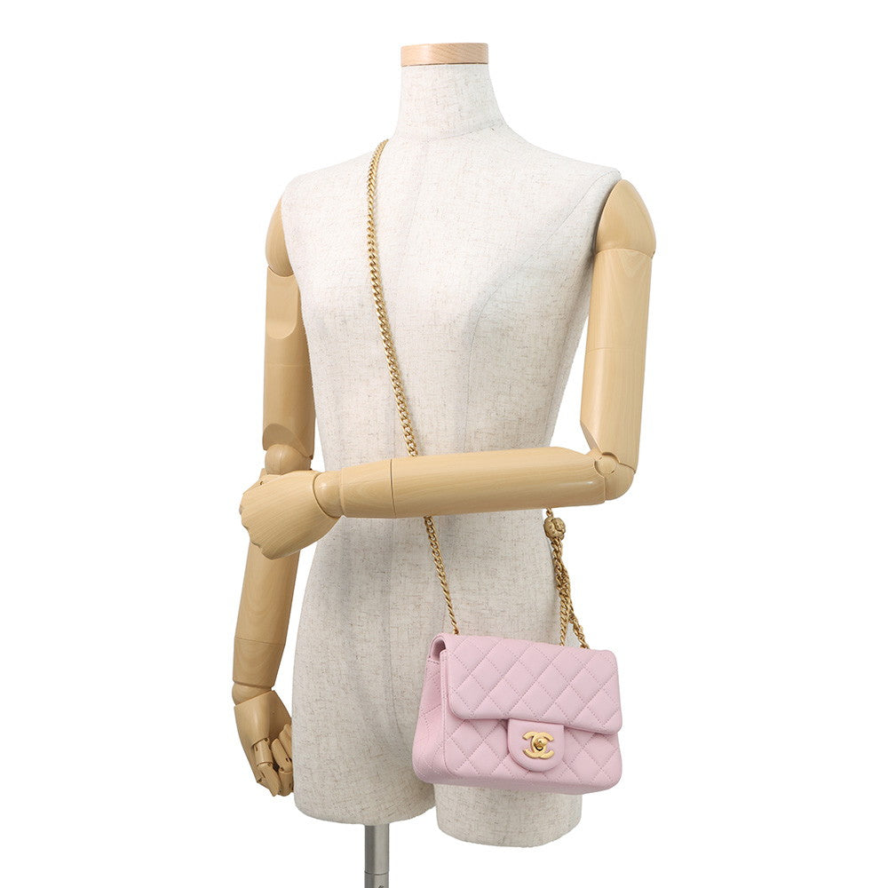 CHANEL Matelasse Camellia ChainShoulder Bag PinkAS4040 Lambskin Size Mini